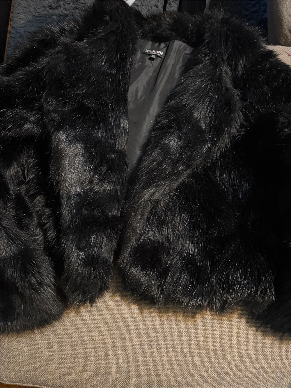 Fashion Nova Black Faux Fur Teddy Coat - Picture 5 of 5